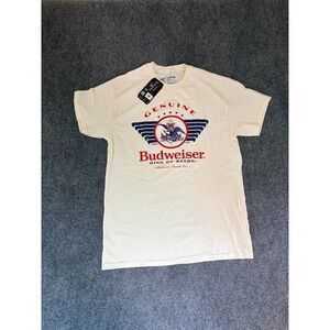NWT Anheuser Busch Beer Budweiser Short Sleeve T Shirt Brew City Cream Mens Sz M